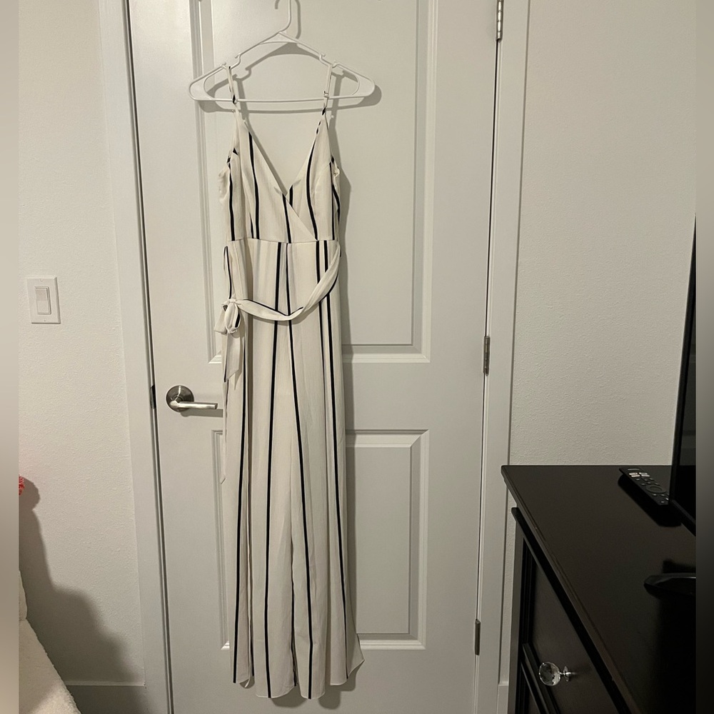 American Threads Black and White Striped Jumpsuit